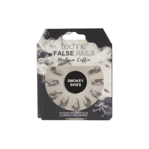 Technic Cosmetics - Unhas Postiças False Nails Medium Coffin - Smokey Skies