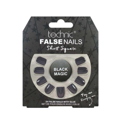 Technic Cosmetics - Unhas postiças False Nails Short Square - Black Magic