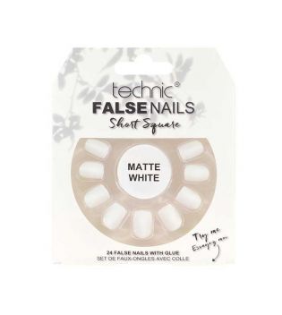 Technic Cosmetics - Unhas postiças False Nails Short Square - Matte White