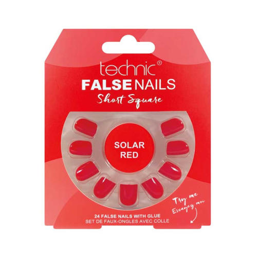 Technic Cosmetics - Unhas postiças False Nails Short Square - Solar Red