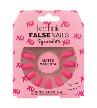 Technic Cosmetics - Unhas Falsas False Nails Squareletto - Matte Magenta