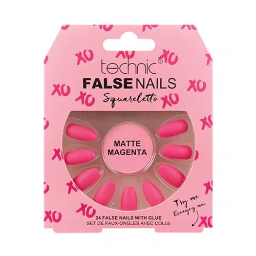 Technic Cosmetics - Unhas Falsas False Nails Squareletto - Matte Magenta