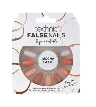 Technic Cosmetics - Unhas Falsas False Nails Squareletto - Mocha Latte
