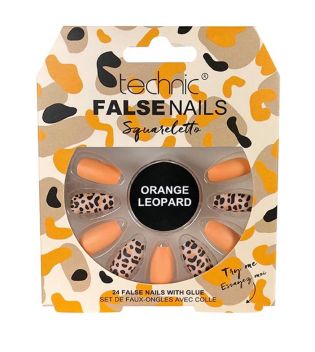Technic Cosmetics - Unhas Falsas False Nails Squareletto - Orange Leopard