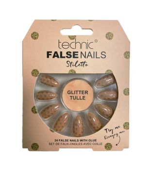 Technic Cosmetics - Unhas Postiças False Nails Stiletto - Glitter Tulle