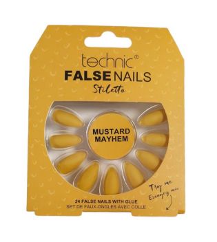 Technic Cosmetics - Unhas Falsas False Nails Stiletto - Mustard Mayhem