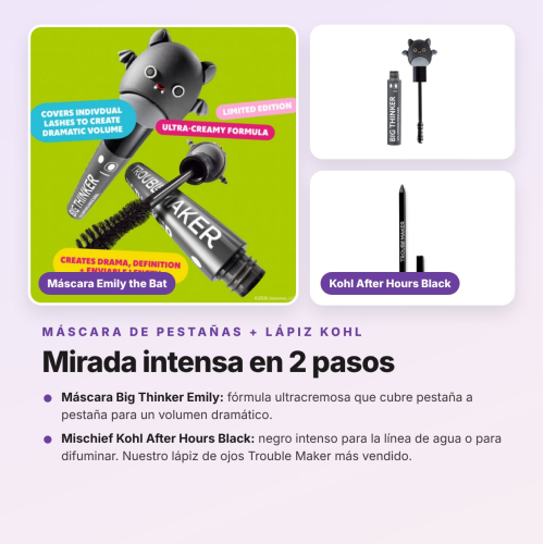 Trouble Maker - Pack Halloween Emily the Bat Paleta de Sombras, Máscara de Pestanas, Lápis Kohl Preto e Bálsamo Labial Edição Limitada