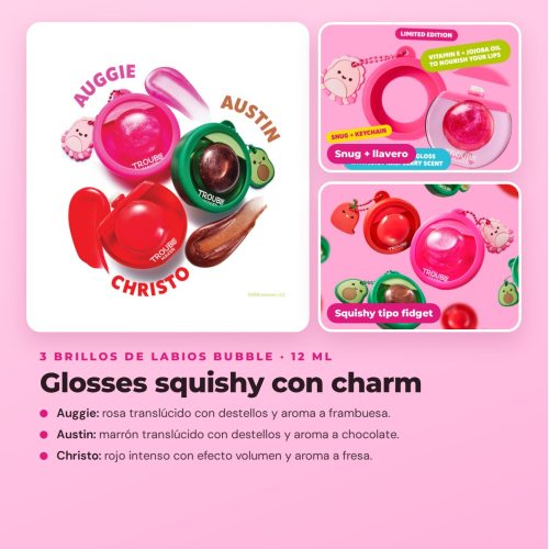 Trouble Maker x Squishmallows - Coleção Completa Edição Limitada - 14 Produtos: 3 Paletas de Sombras + Máscara de Pestanas + 3 Óleos Labiais + 3 Brilhos de Lábios + 4 Brumas Faciais