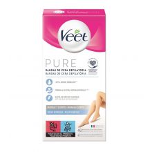 Veet - Tiras de cera depilatórias para pernas e corpo Pure - pele sensível (40u)