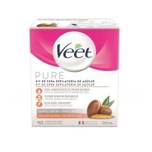 Kit de cera para depilação corporal e facial com açúcar Veet Pure