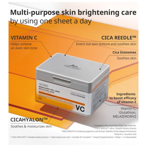 VT Cosmetics - Máscaras faciais Reedle Shot Vita-Light - 30ea