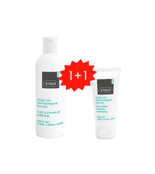 Ziaja - Conjunto Pele Atópica Óleo suavizante para banho e duche + Creme facial hidratante grátis